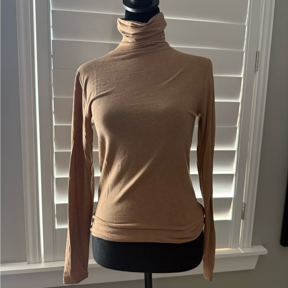 Banana Republic Tan Long Sleeve Turtleneck Top